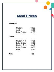 DCG Meal Pricing and Ala Carte 