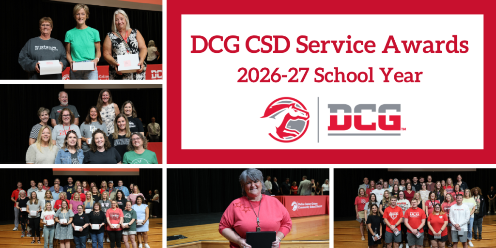 This is a photo of the service award winners at Dallas Center-Grimes.