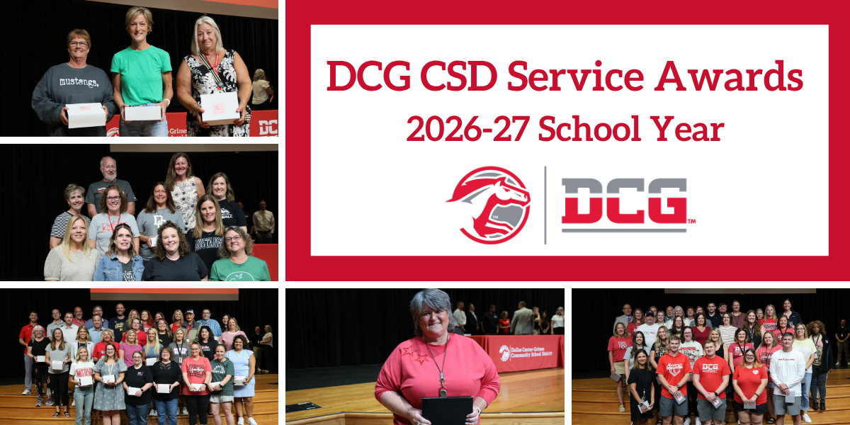 This is a photo of the service award winners at Dallas Center-Grimes.